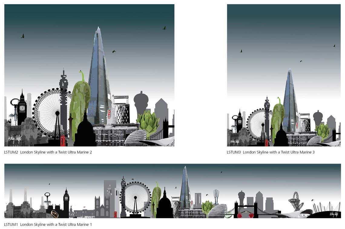 The London Skyline with a Twist Printed on Glass